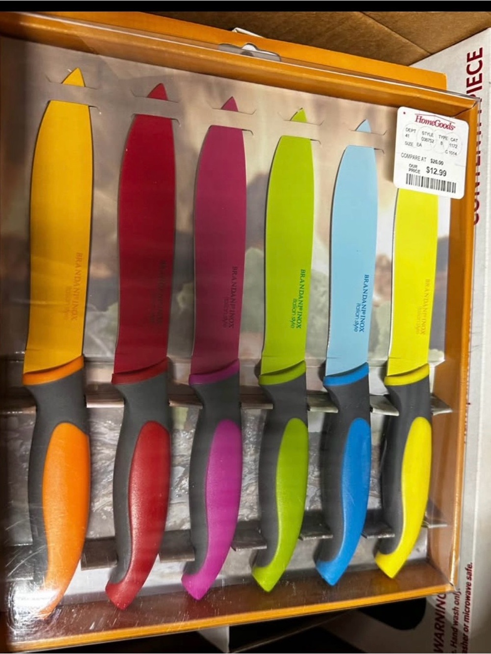 Brandani Inox Italian style 6 piece Multicolor Rainbow Kitchen Knife Set